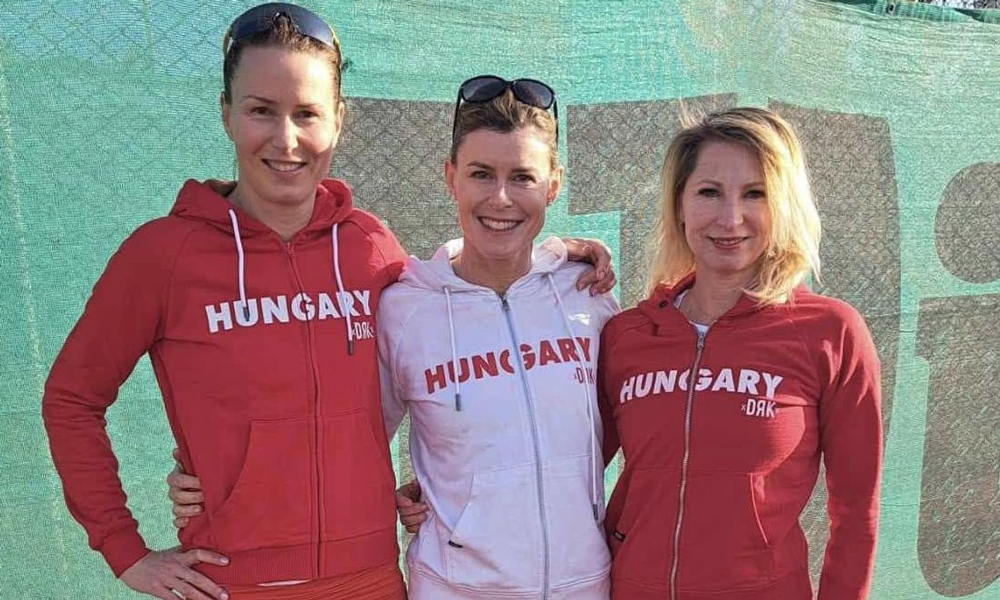 Sápi Zsófia, Csiszár Andrea és Hegyi-Hankó Tilda triója a 40+ korcsoportban hatodik lett a szenior vébén